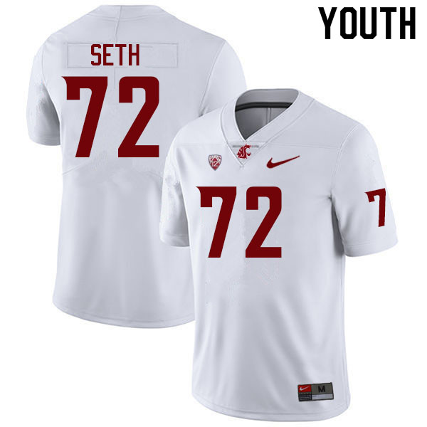 Youth #72 Jakobus Seth Washington State Cougars College Football Jerseys Sale-White